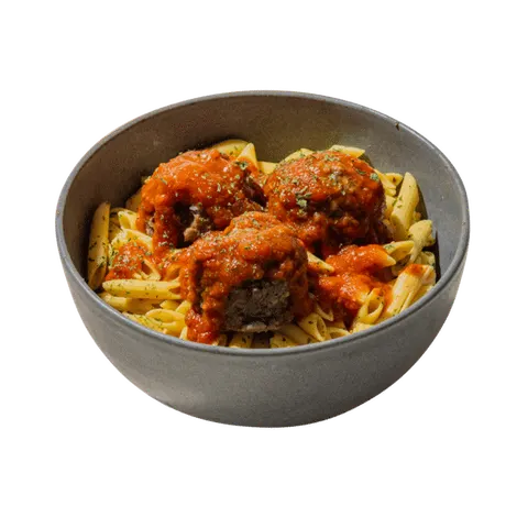 Homemade Beef Meatballs and Pasta Marinara